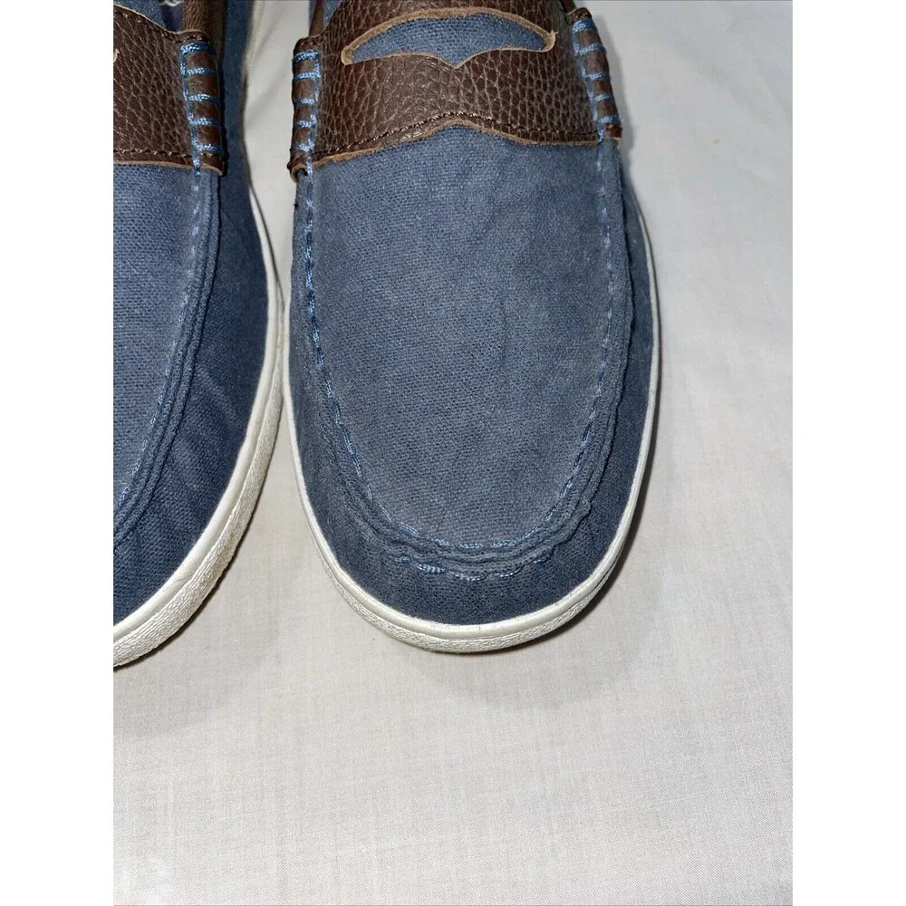 Cole Haan Pinch Men’s Fabric Penny Loafers Size 10 M Blue Brown Boating Walking